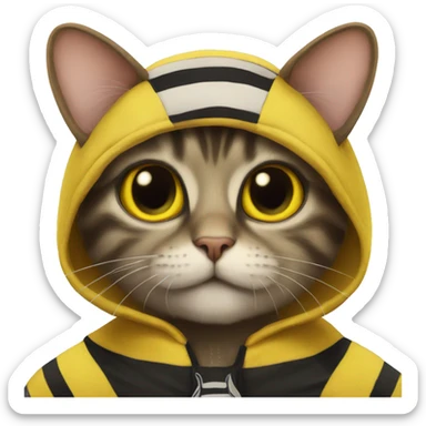 cat in a bumblebee costume sticker
