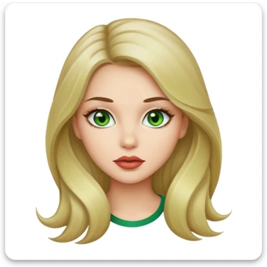 Brunette/blonde mix colored long hair, green eyes, beautiful lips, beautiful girl sticker