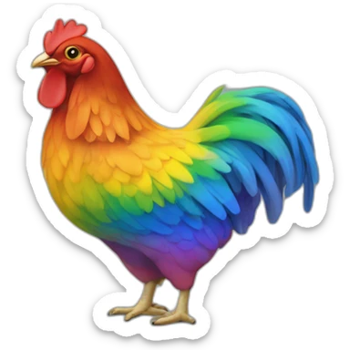 Une poule arc-en-ciel sticker