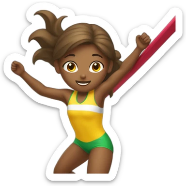 pole vault girl distanced legs from below jumping in beach volley uniform sticker