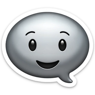 emoji chat burbulas juodai baltas su mettalic efektu sticker