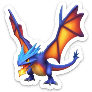 Dracaufeu pokemon ailes déployer crache une flamme sticker