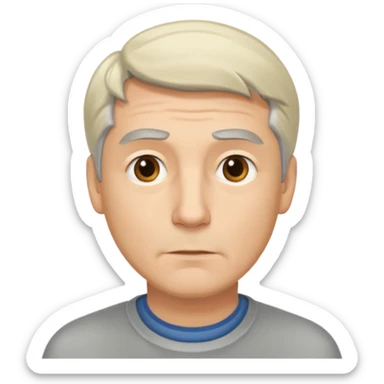 British-man with blond gray hair thinking sticker