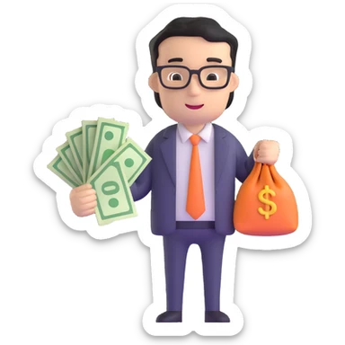 accountant with money bags sticker