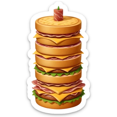 A savory food tower built from stacked meats sticker