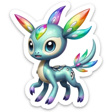 Colorful Shiny Edgy Cool Badass Painted Splashed Exotic Meloetta-Palkia-Stitch-Fakémon-creature-hybrid sticker
