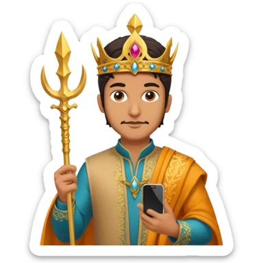 persian with saffron and smartphone, scepter, trident sticker