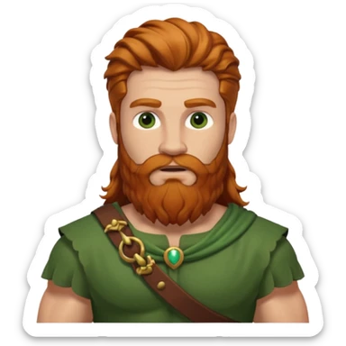 Hercules, Hero God from Rome Mythology with long ginger hair and beard, green and brown outfit sticker