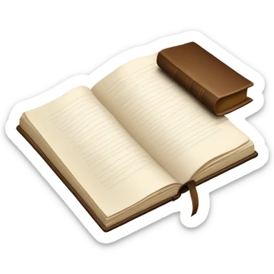brown book with pen sticker