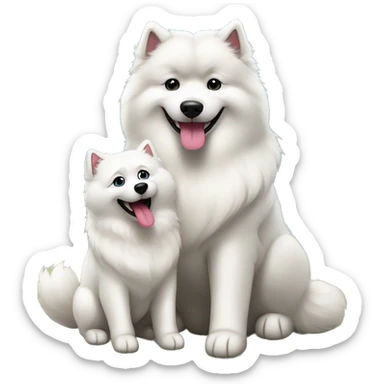 samoyed and malamute sitting together with their tongues out sticker