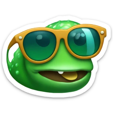 a slimy green slug wearing sunglasses sticker