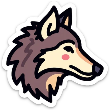 wolf profile, side view of wolf head sticker