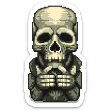 sigma moai skull making a shush gesture sticker