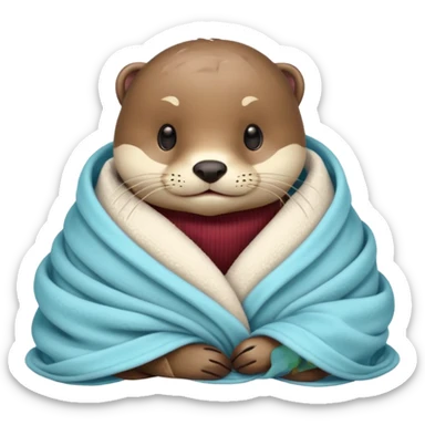 otter wrapped in blanket sticker