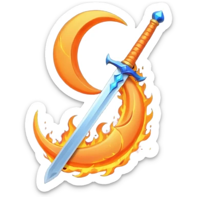 sword fire moon sticker