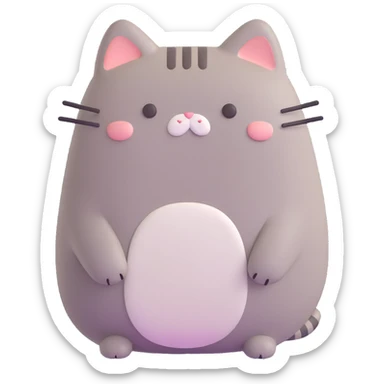 pusheen cat frowning with a single tear, 3D style, soft lighting sticker