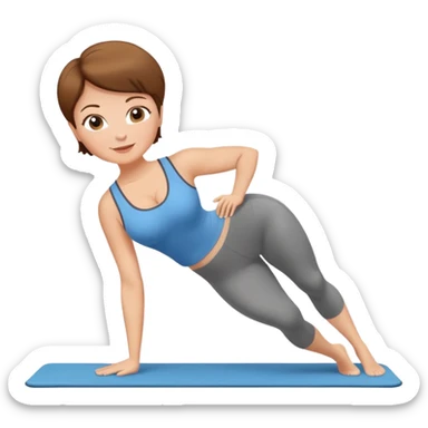 Pretty, sexy, mature, slightly curvy white Woman with short brown hair doing Pilates exercises  sticker
