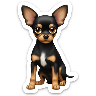 full- body Russian Toy Terrier with tan markings (black and tan coat) sticker