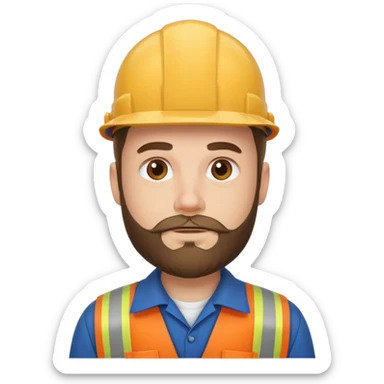 white men with beard wear worker's uniform sticker