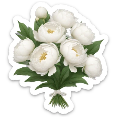 White peonies bouquet  sticker