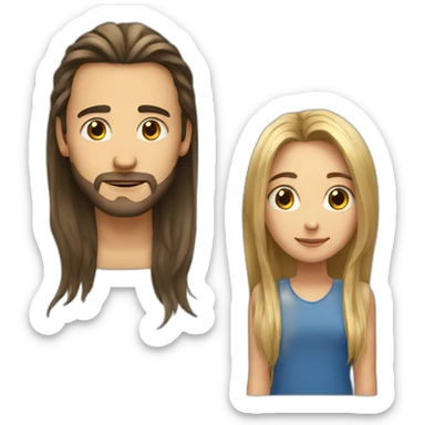 Men with Long hair and girl sticker