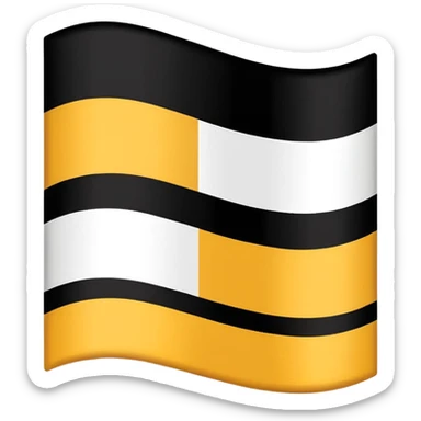 a tricolor flag with three equal horizontal bands of black, white and gold. sticker