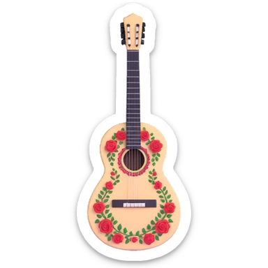 white classical Spanish guitar with intricate rosette designs sticker