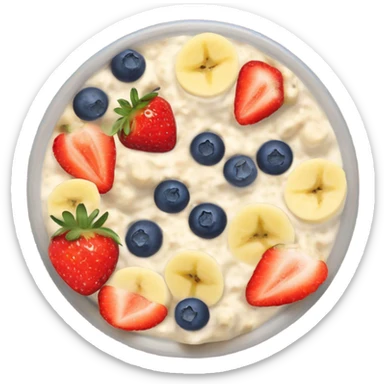 Overnight oats with blueberries,strawberries,banana and honey sticker