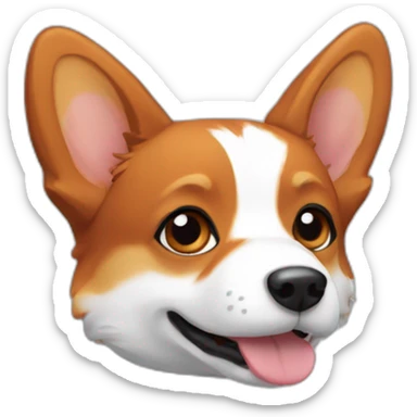 red-headed tricolor corgi sticker