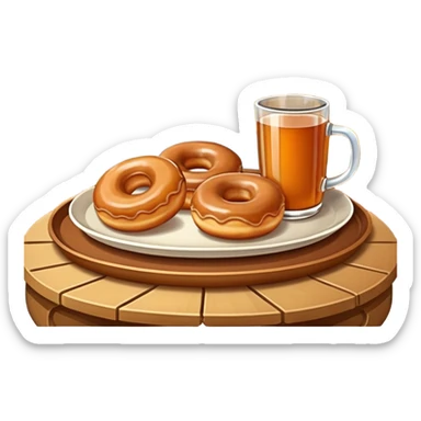 Apple cider and donuts on a tray fall scenery sticker