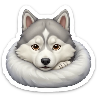 husky dog sleeping  sticker
