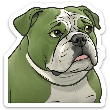 Sad English bulldog sticker