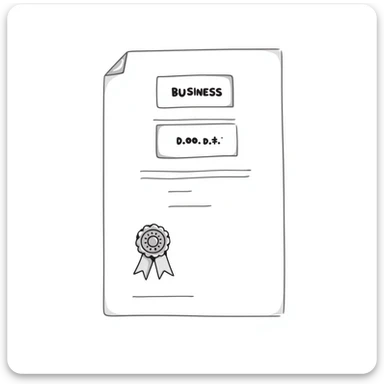 Document with official stamp or seal – business registration certificate sticker