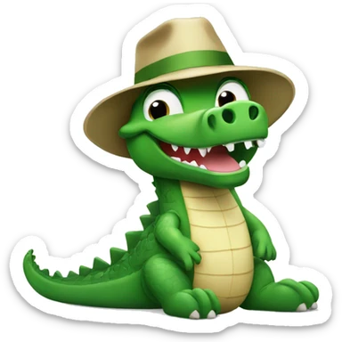 Cute celebrating crocodile sticker