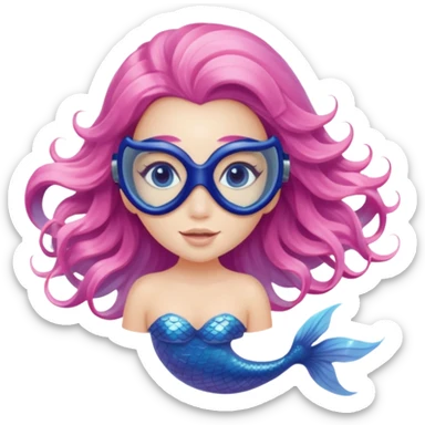 Mermaid wearing a light pink snorkel mask sticker