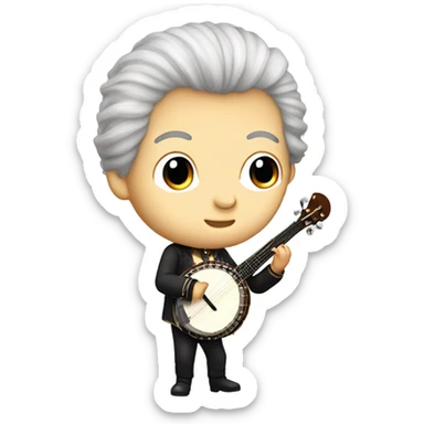 Wolfgang Mozart chibi wig standing young 5-string banjo sticker