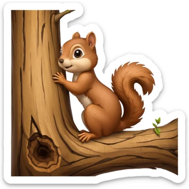 a squirrel sitting on a branch, eyes looking up, appearing to ponder sticker