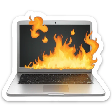 Laptop on fire with code editor open sticker