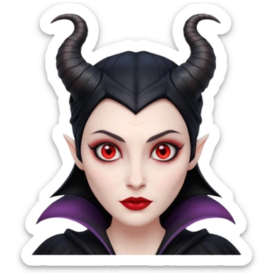 Maleficent villain with horns red eyes sticker