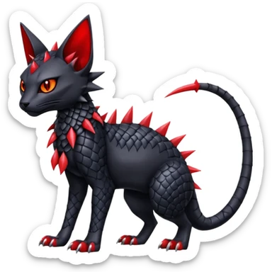  gothic edgy badass spiked scaley Bastet-Gatomon-Digimon-Fakémon-Pokémon-creature (full body) sticker