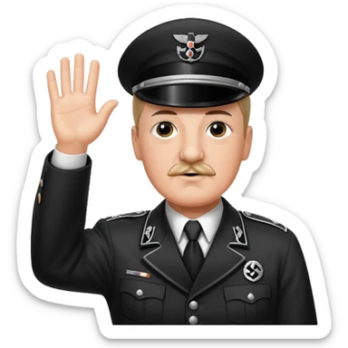Hitler raising one hand straight out like a Sieg Hail salute in Black SS uniform. The arm must be straight out sticker