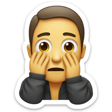 an embarrassed face with hands covering the eyes sticker