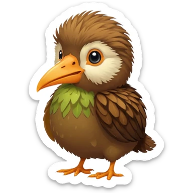 cute kiwi bird ai agent ( color fillable)  sticker