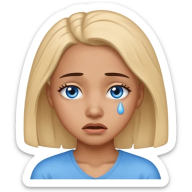 Pretty mixed girl with blue eyes crying because she sacrifices everyday sticker