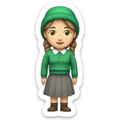 cocasian amish girl wearing a grey skirt and a green sweater  sticker