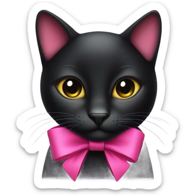 Black cat with a pink bow sticker
