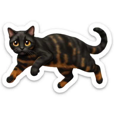 Black tortoiseshell cat jumping sticker