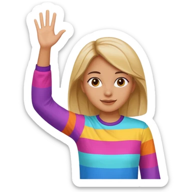 Girl waving hands in air sticker