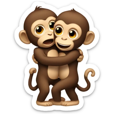 Two hugging monkeys sticker