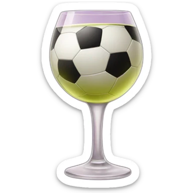 glass of wine with a soccer ball sticker